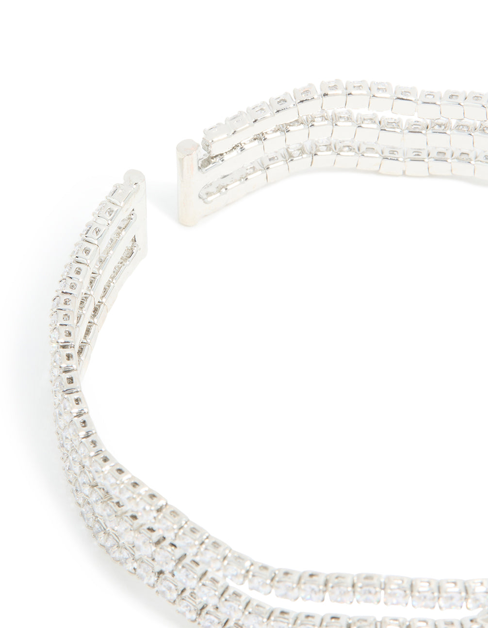 Silver Cubic Zirconia Marquise Wavy Wrist Cuff