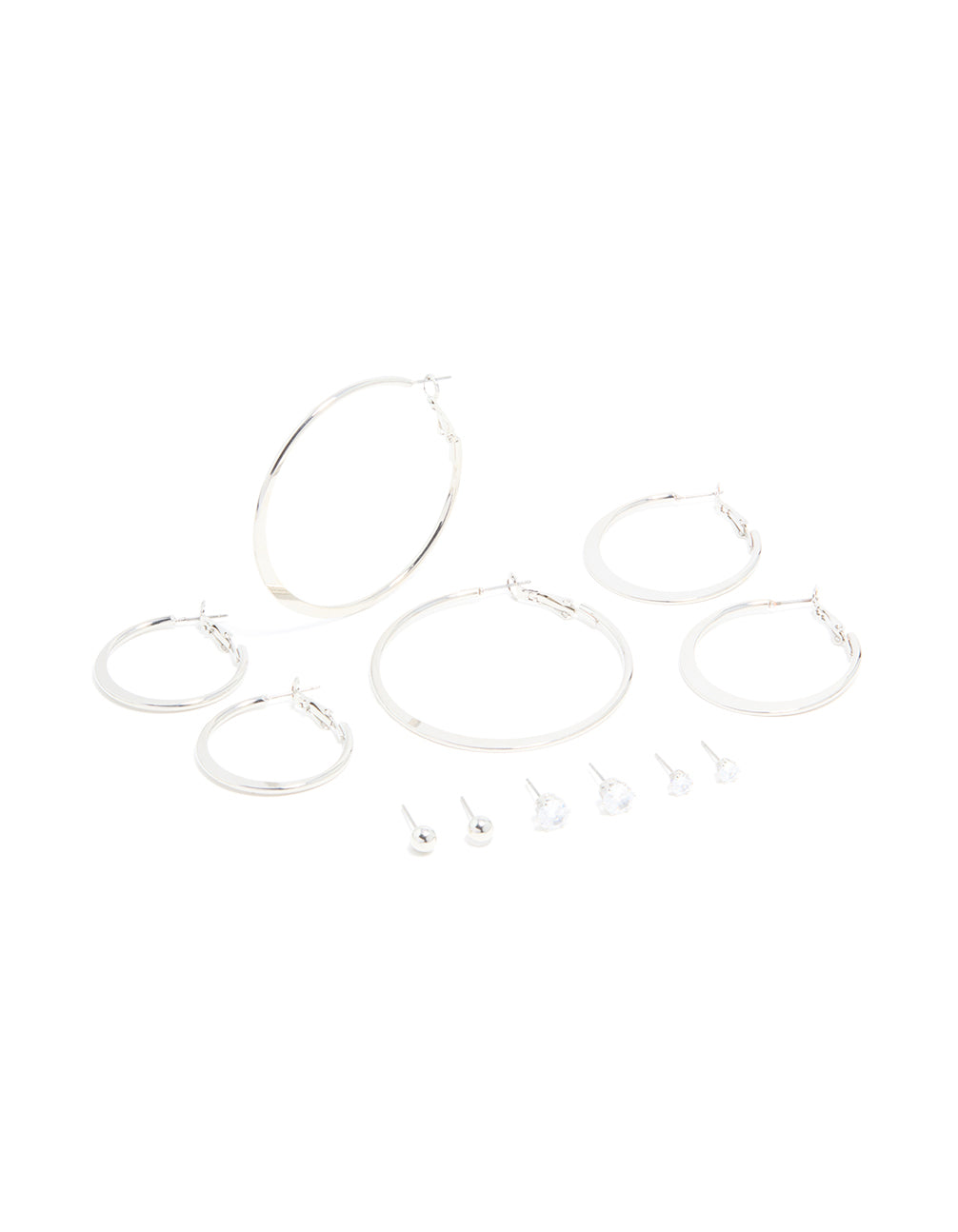 Silver Minimal Hoop & Stud Earrings 6-Pack
