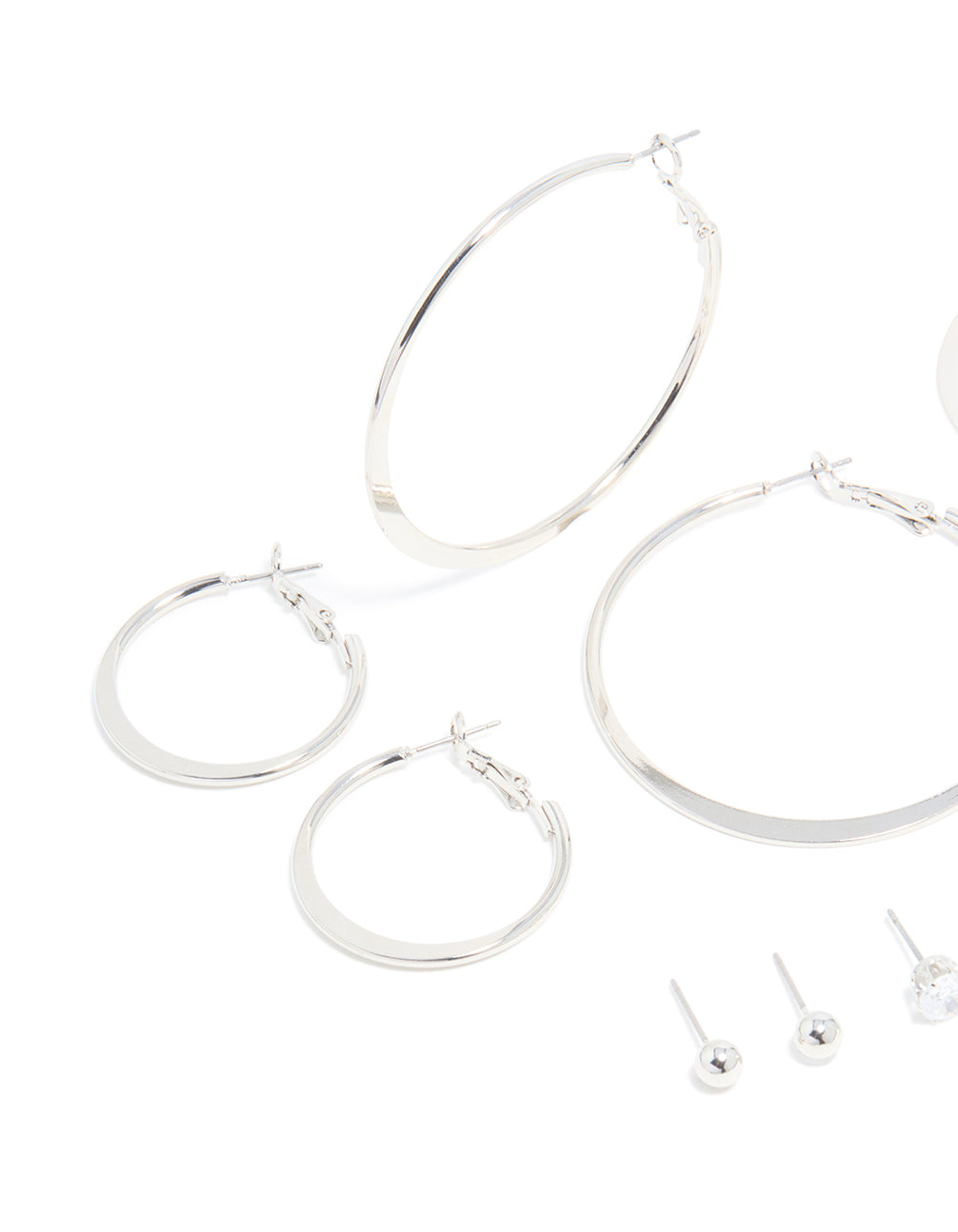 Silver Minimal Hoop & Stud Earrings 6-Pack