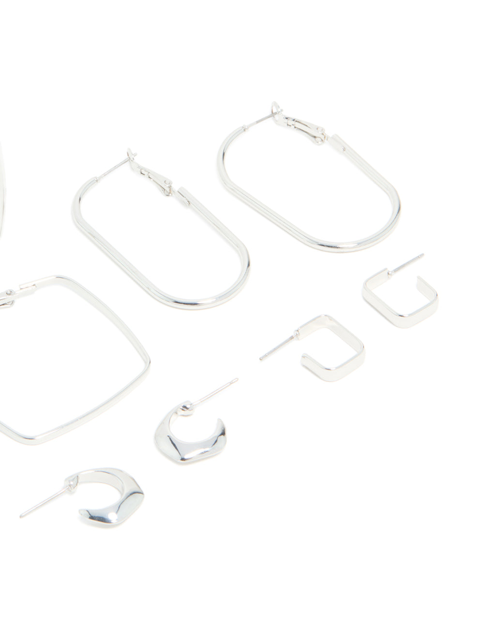 Silver Multi Shaped Hoop Earrings 6-Pack