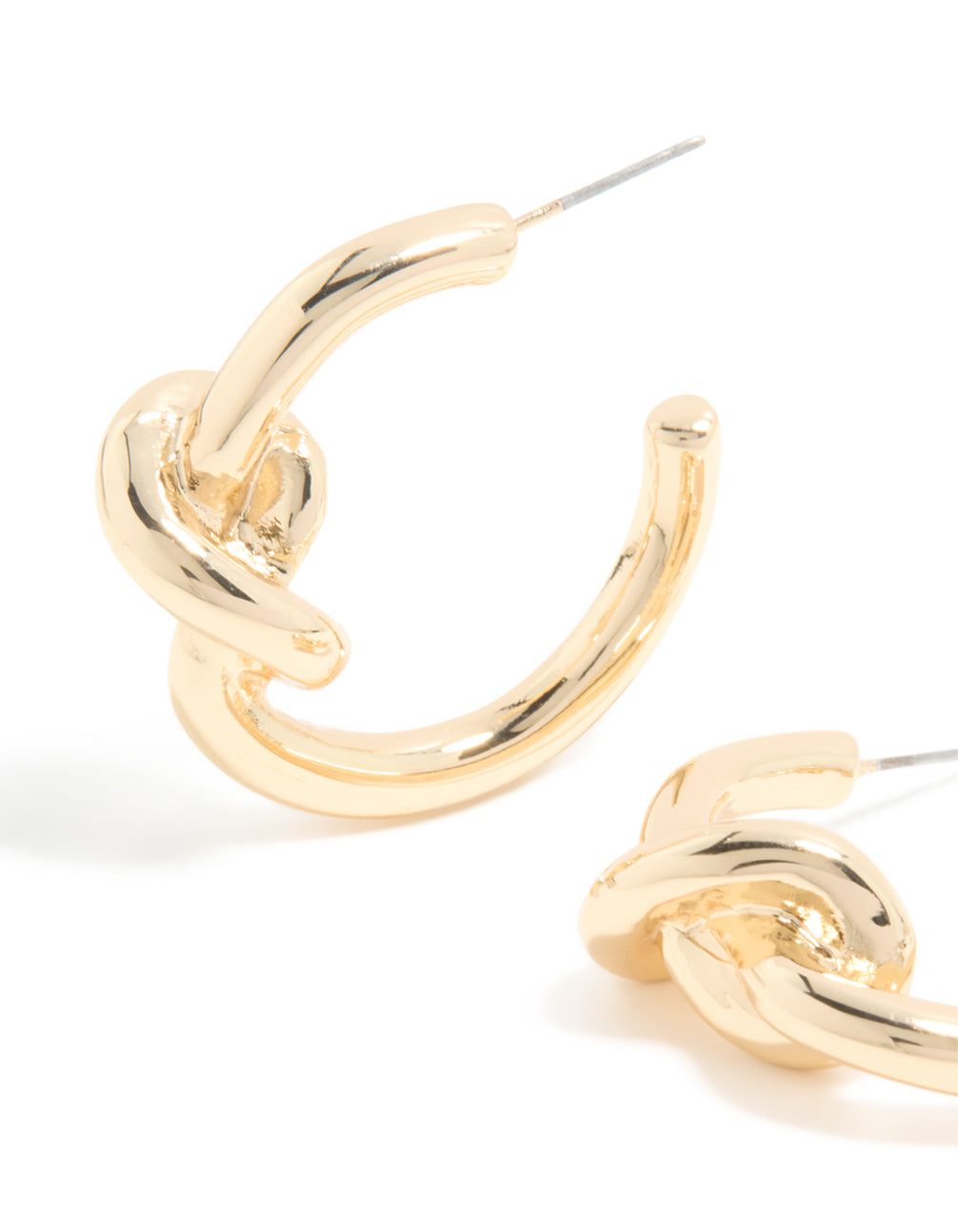 Gold Smooth Knotted Open Hoop Earrings