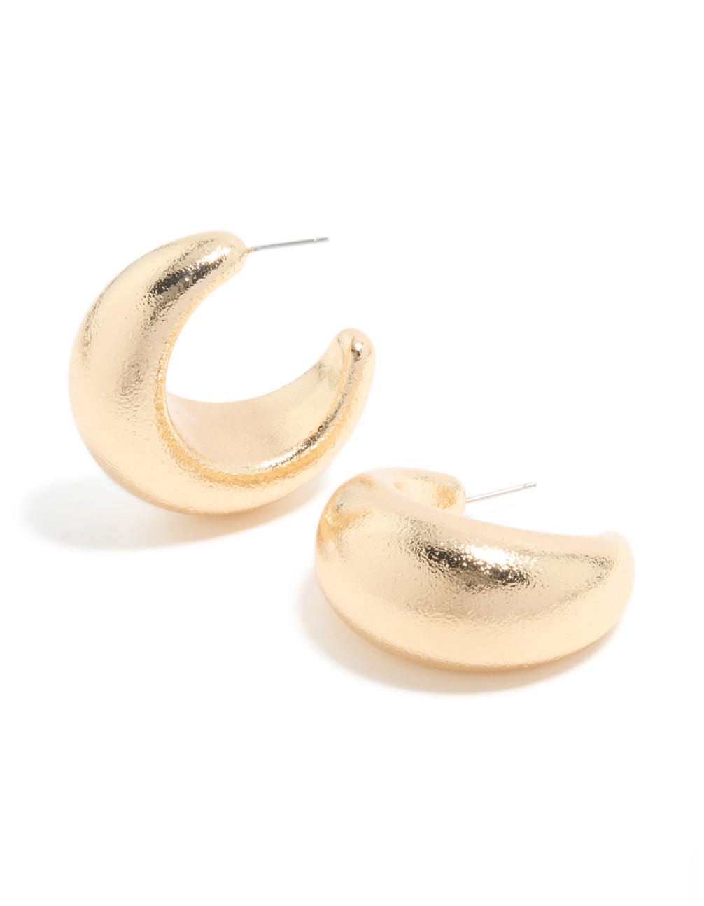Gold Textured Soft Open Hoop Earrings
