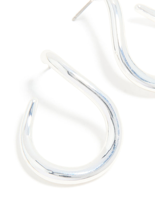 Silver Twisted Small Swirl Drop Earrings