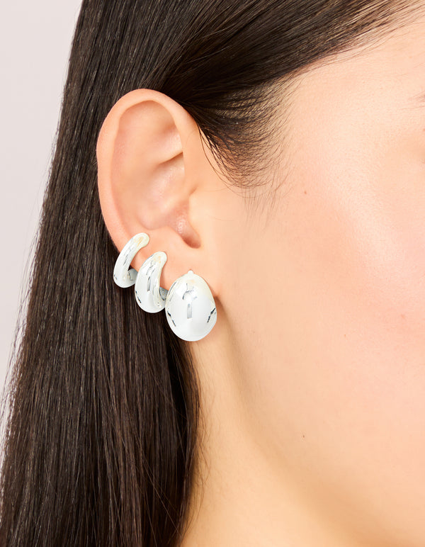 Silver Small Smooth Hoop Earrings 3-Pack