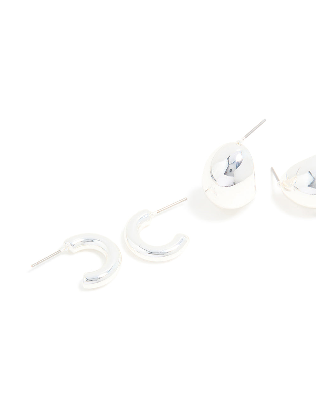 Silver Small Smooth Hoop Earrings 3-Pack