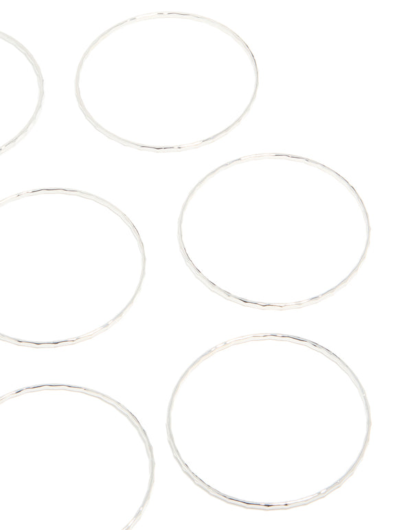 Silver Textured Thin Bangles 8-Pack