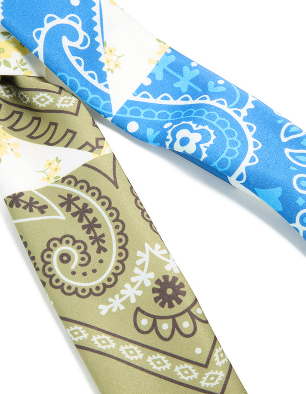Grey & Blue Fabric Paisley & Floral Scarf
