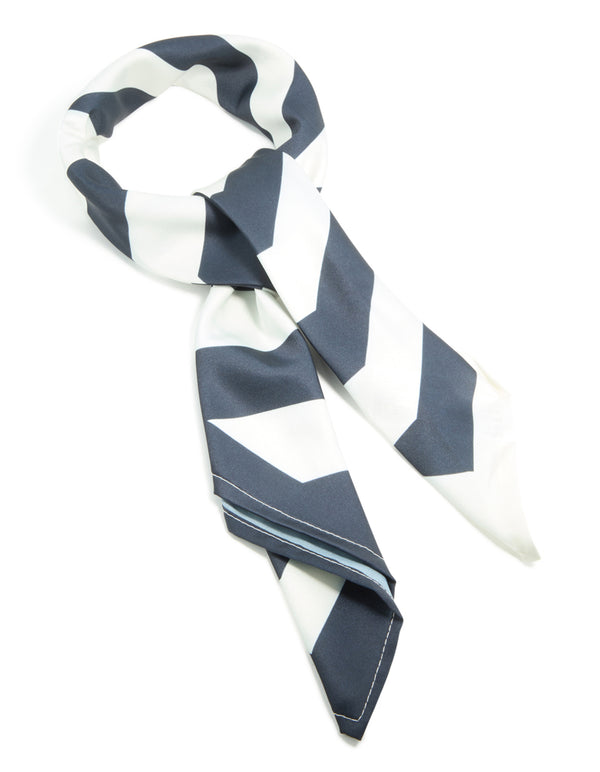 Black & White Fabric Geometric Stripe Scarf