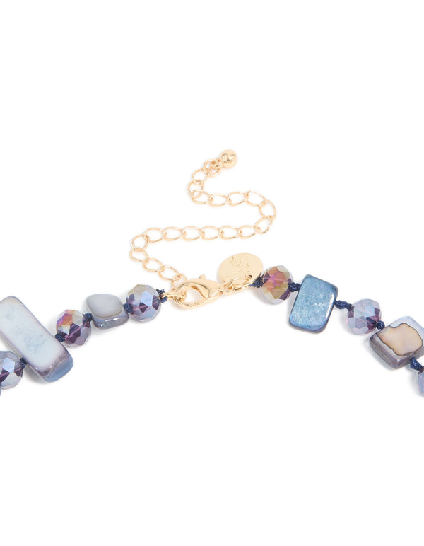Blue & Purple Genuine Shell Necklace