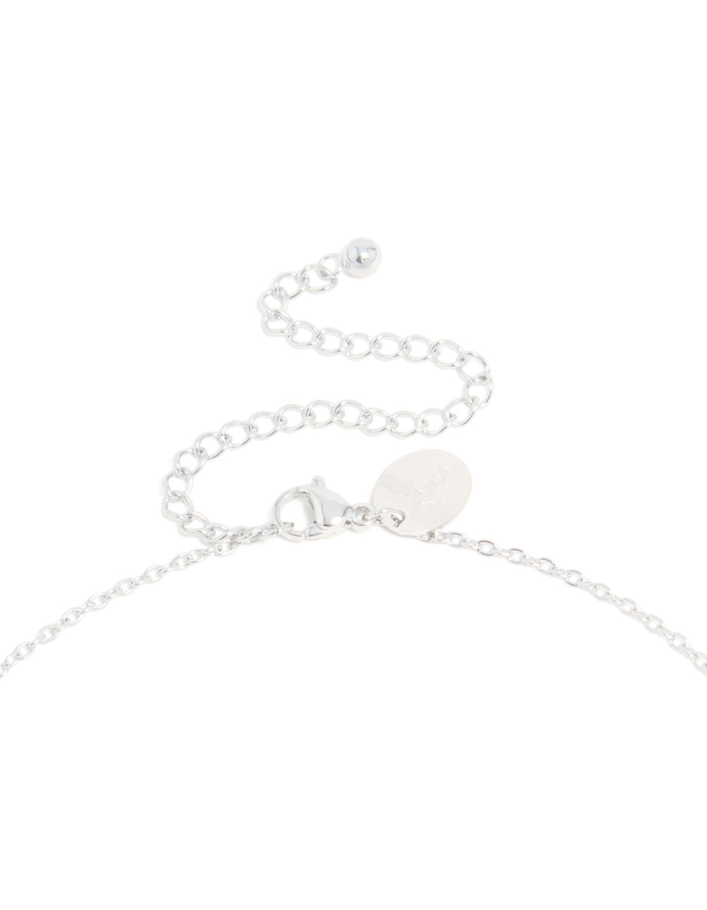 Featuring waterproof stainless steel mini bubble letter H necklace with initial pendant dainty style silver clasp detail view