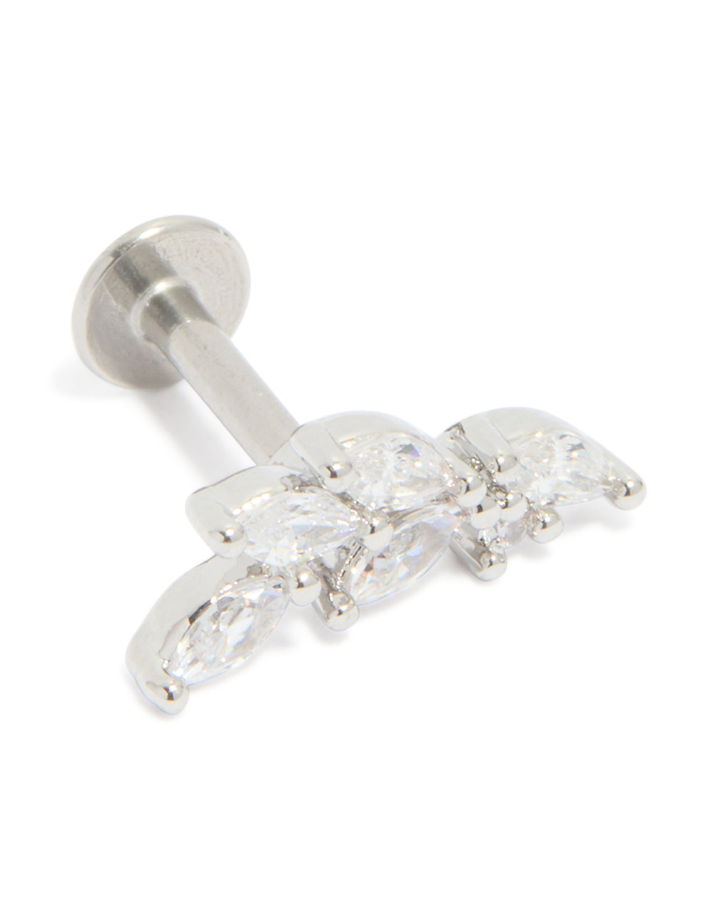 Surgical Steel Cubic Zirconia 5 Leaf Crawler Single Flat Back Stud