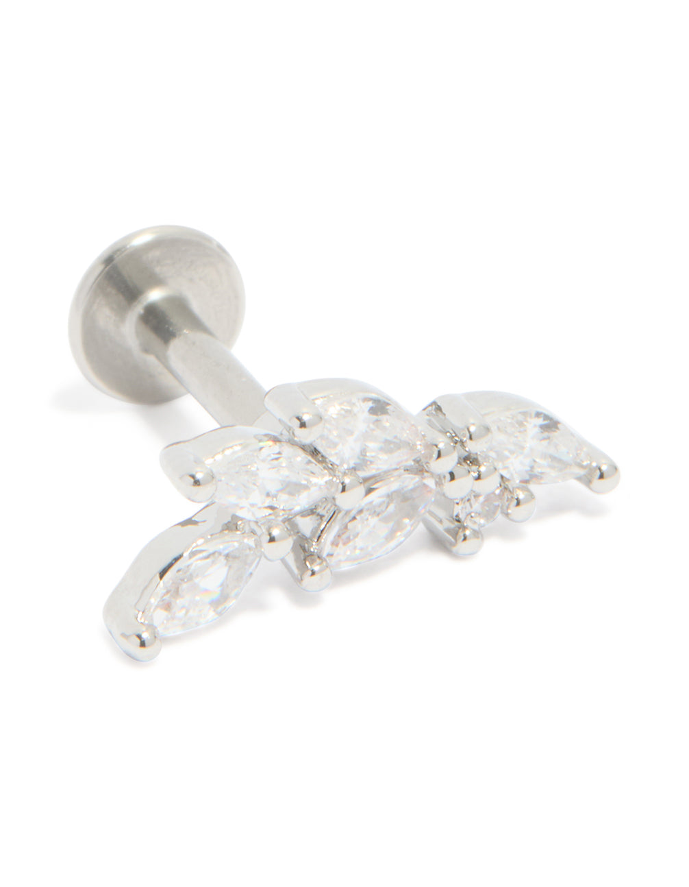 Surgical Steel Cubic Zirconia 5 Leaf Crawler Single Flat Back Stud