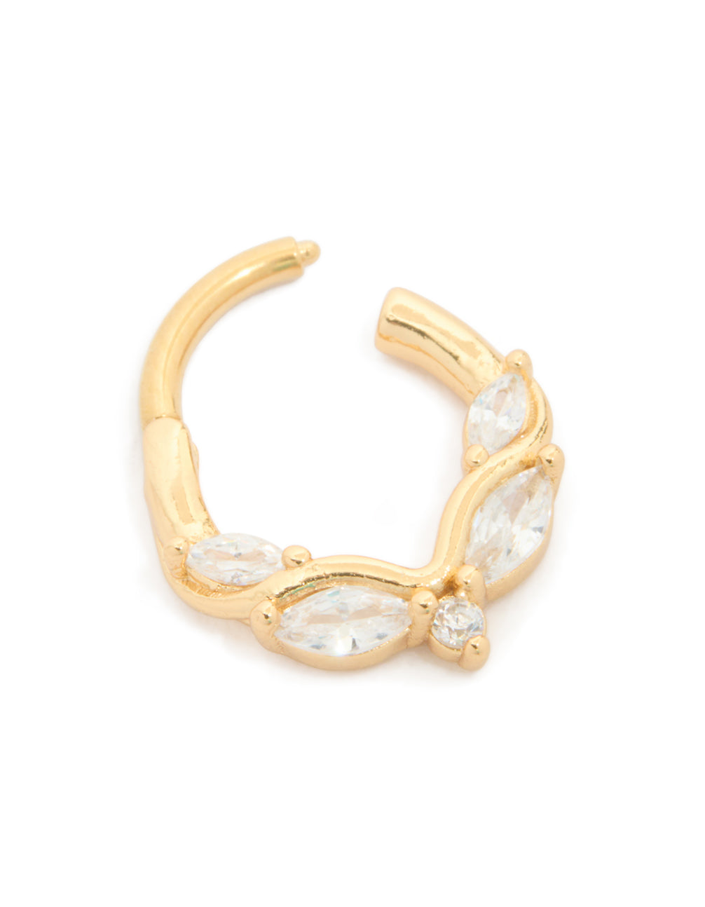 Gold Plated Surgical Steel 5 Cubic Zirconia Detail Clicker Ring