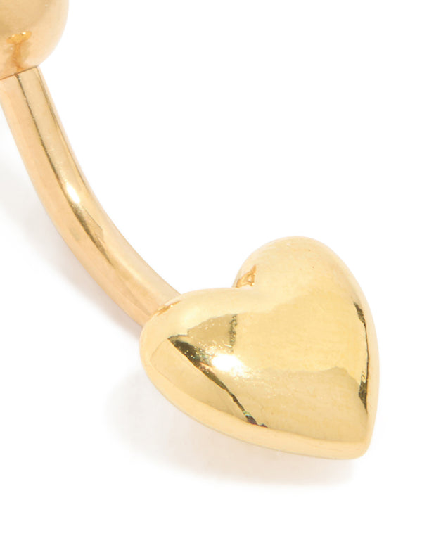 Gold Plated Surgical Steel Plain Bubble Heart Belly Bar