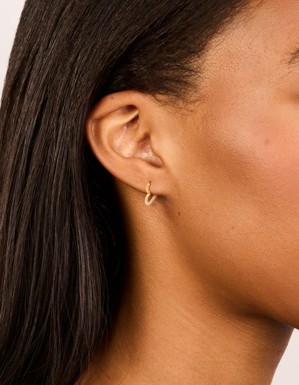 Gold Plated Surgical Steel Cubic Zirconia Fine Heart Sleeper Earrings