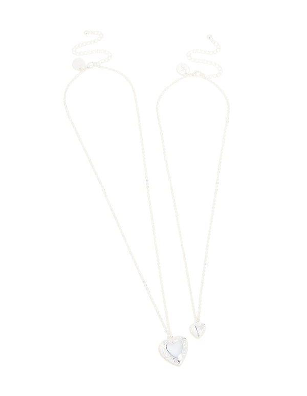 Silver Plated Heart Necklaces 2 Pack