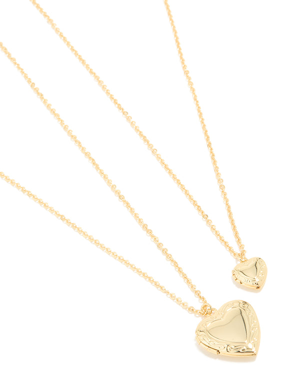 Gold Plated Heart Necklaces 2 Pack