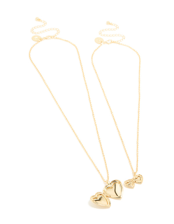 Gold Plated Heart Necklaces 2 Pack