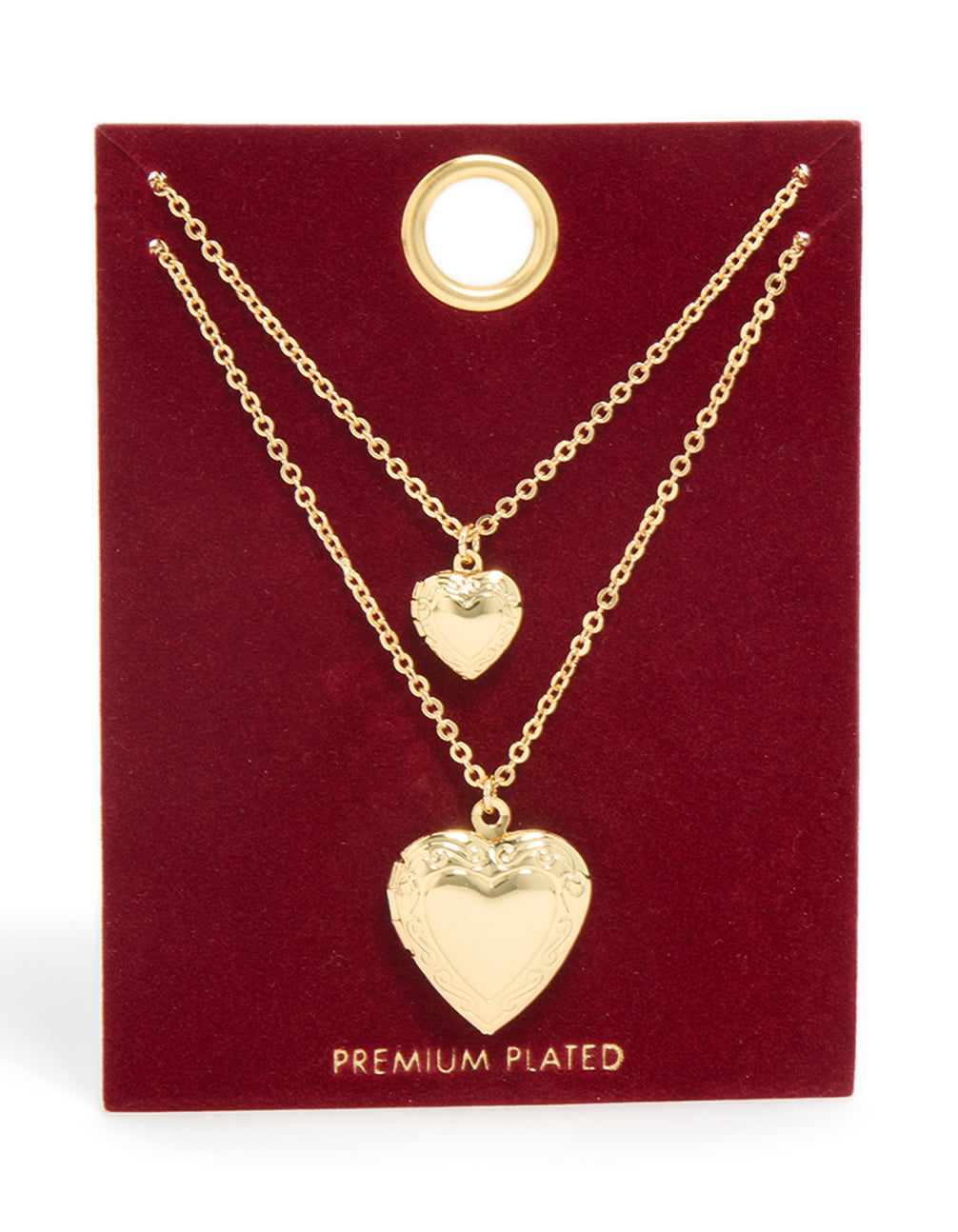 Gold Plated Heart Necklaces 2 Pack