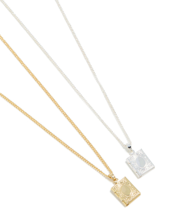 Gold & Silver Plated Locket Necklaces 2-Pack