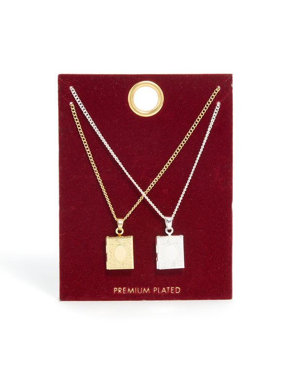 Gold & Silver Plated Locket Necklaces 2-Pack