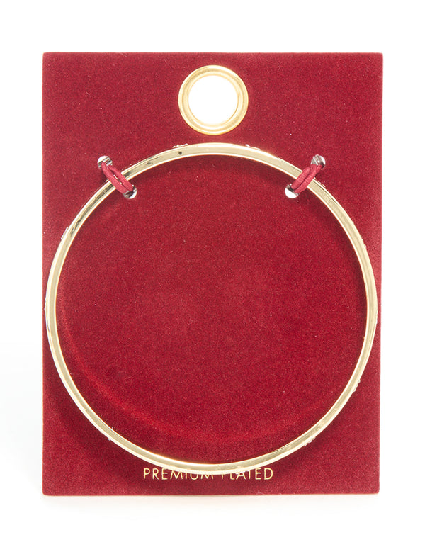 Gold Plated Diamante Flower Bangle