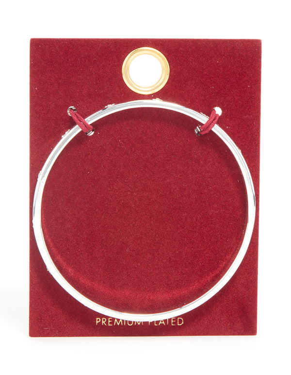 Silver Plated Diamante Flower Bangle