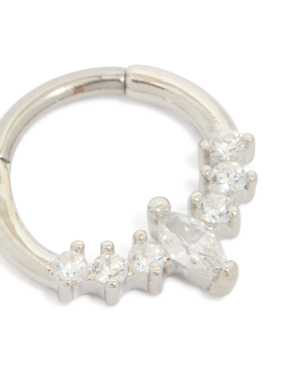 Titanium Diamante Round Detail Clicker Ring