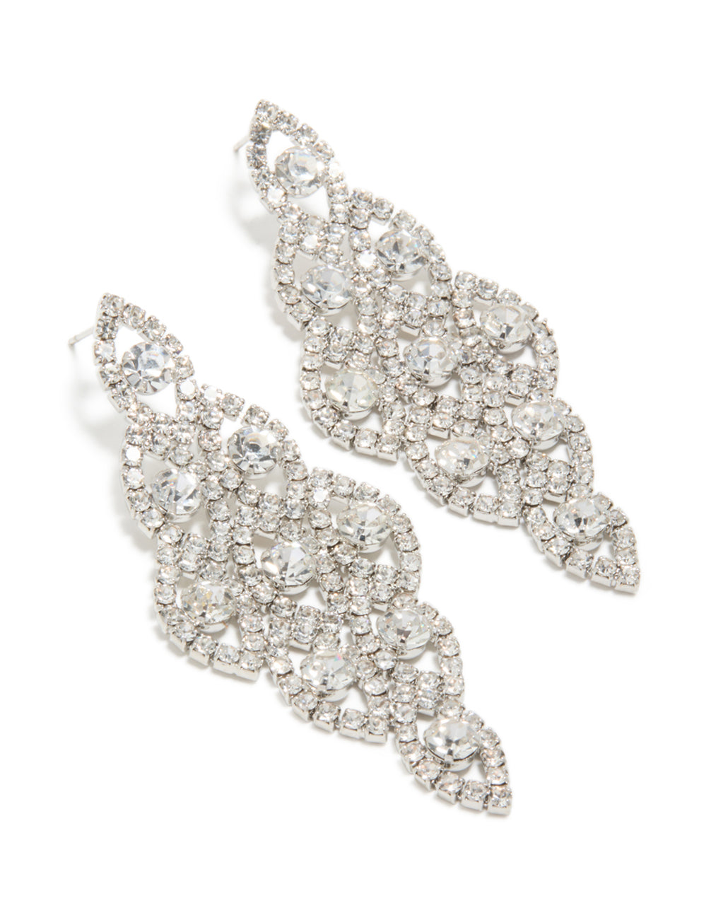 Silver Diamante Dazzling Drop Earrings