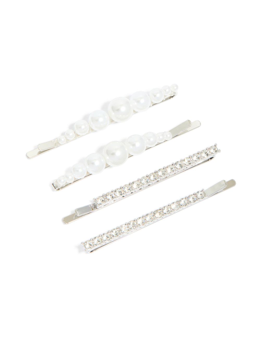 Silver Multi Pearl Hair Clips 4-Pack