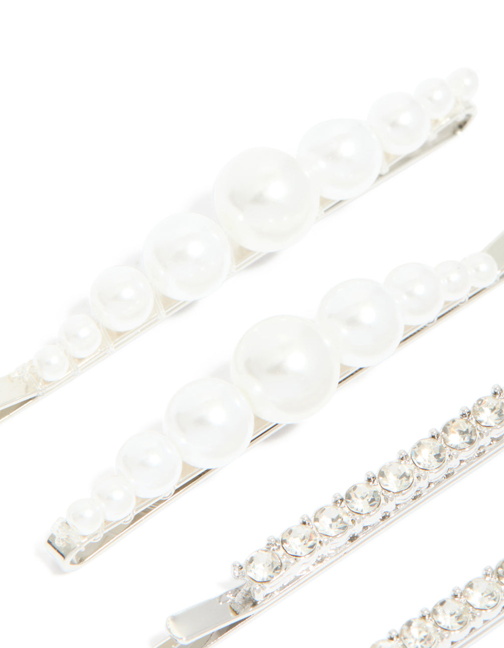 Silver Multi Pearl Hair Clips 4-Pack