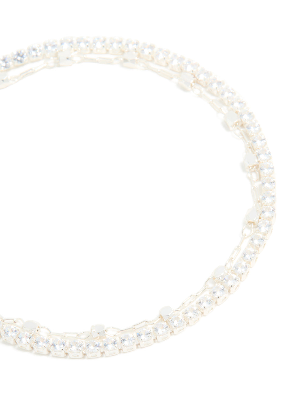 Silver Diamante Cup Chain & Link Chain Layered Bracelet