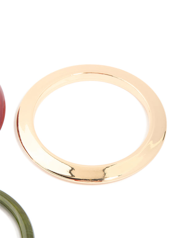 Gold & Red Painted Resin Bangles 3-Pack