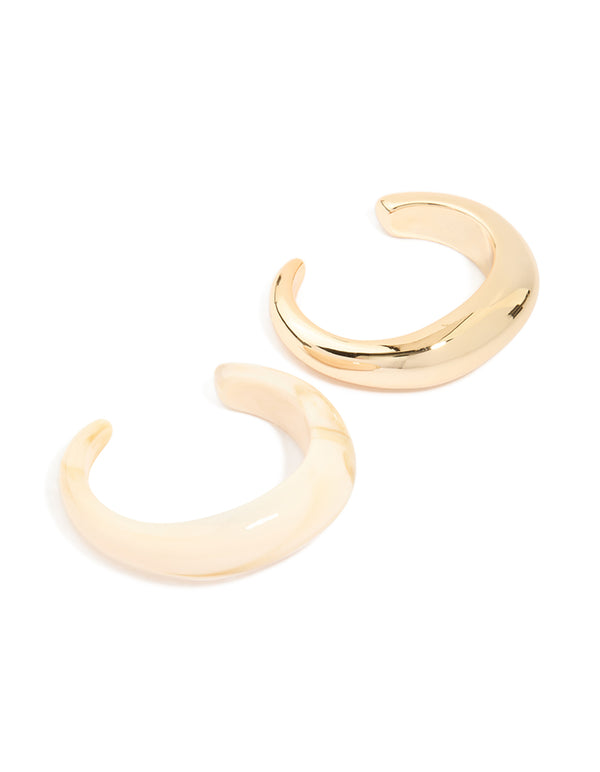 Gold & White Resin Bangles 2-Pack