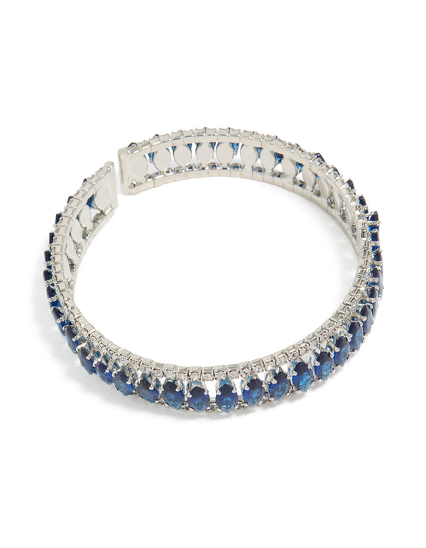 Silver Mini Blue Diamantes Wrist Cuff