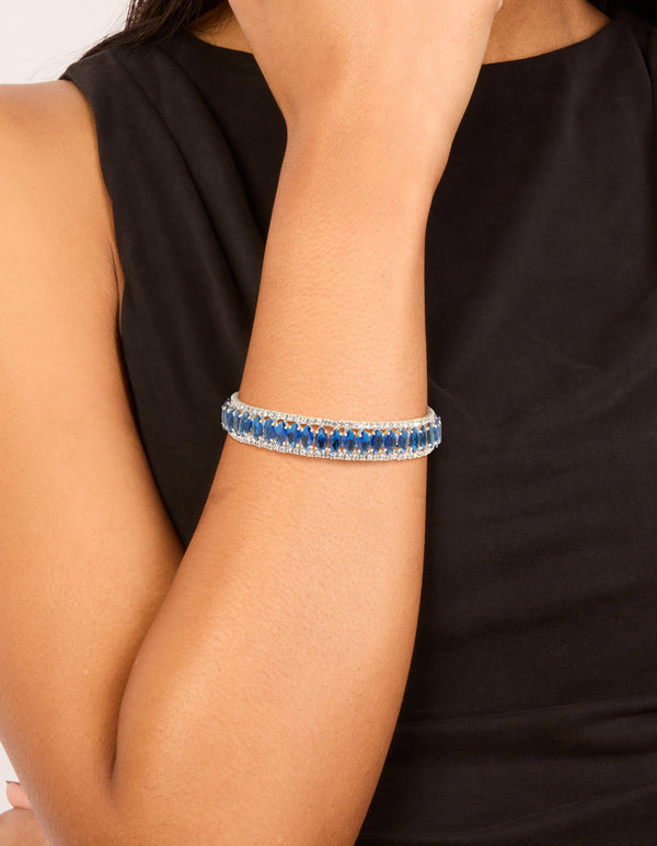 Silver Mini Blue Diamantes Wrist Cuff