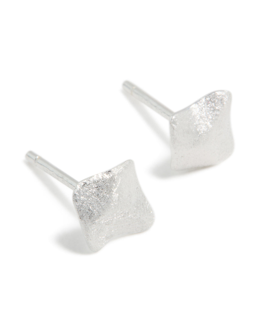 Sterling Silver Abstract Textured Square Stud Earrings
