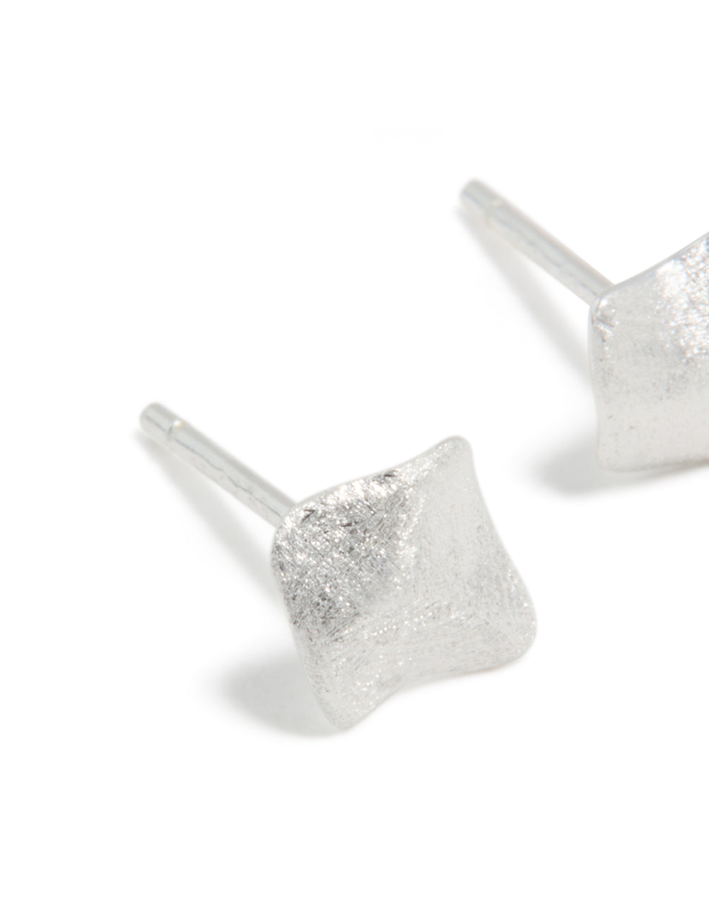 Sterling Silver Abstract Textured Square Stud Earrings