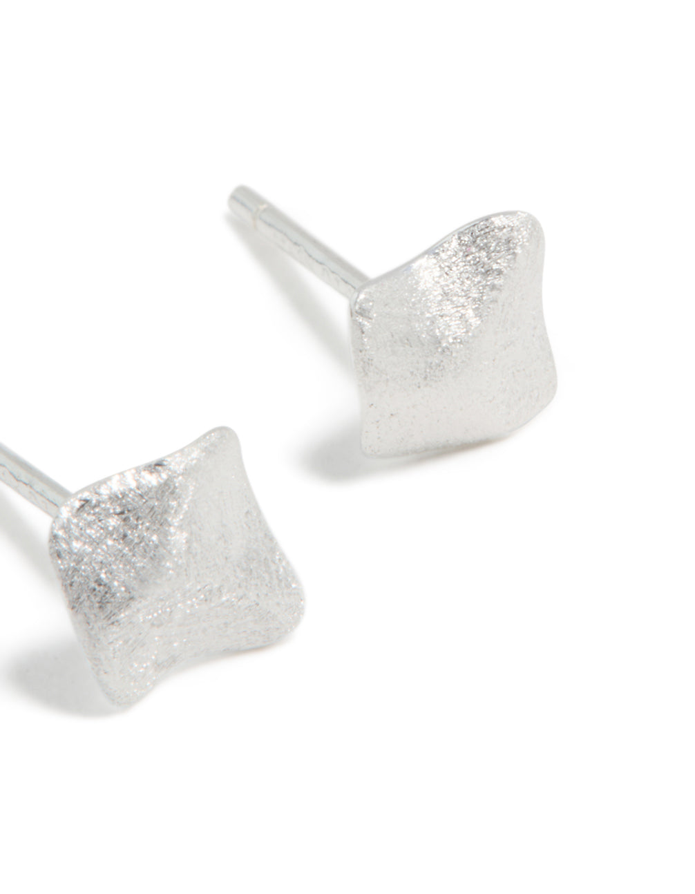 Sterling Silver Abstract Textured Square Stud Earrings