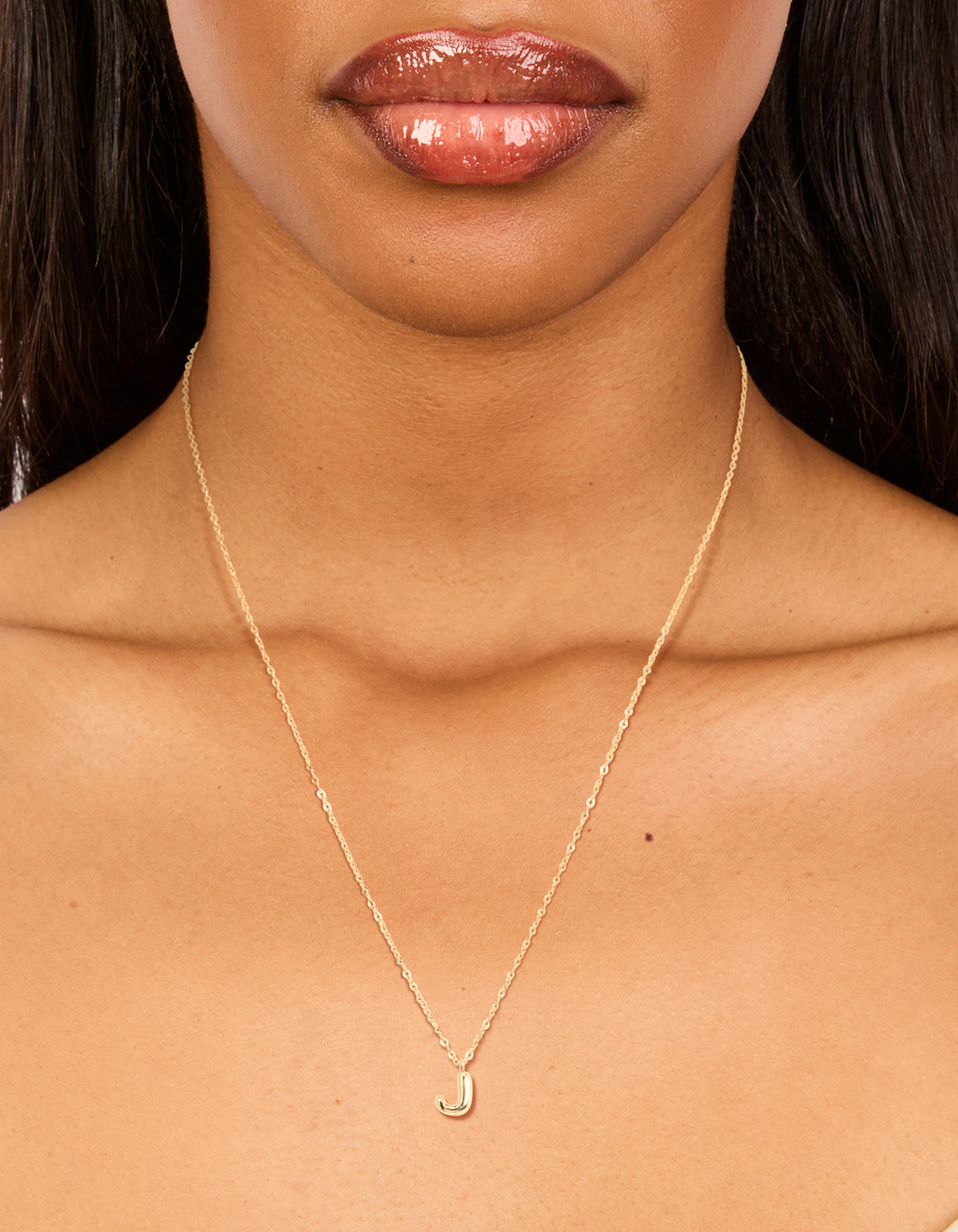 Gold Plated Sterling Silver Bubble Letter J Necklace