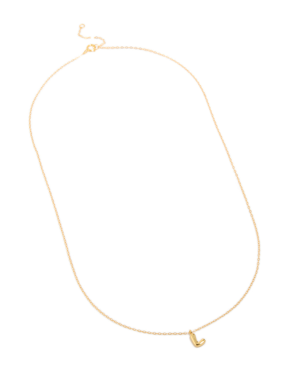 Gold Plated Sterling Silver Bubble Letter L Necklace