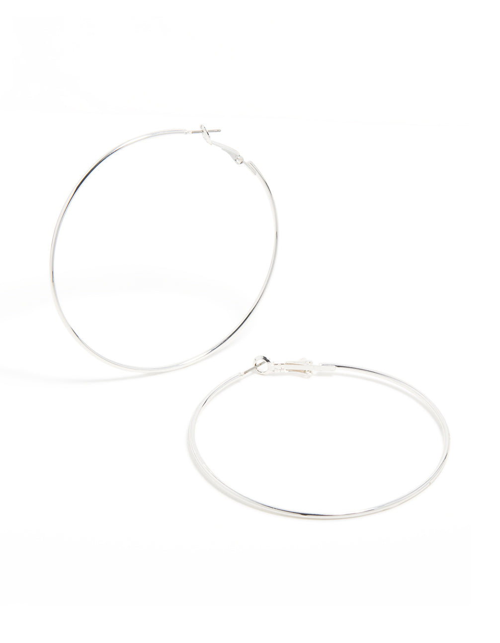 Silver Plated Large Thin Hoop Earrings