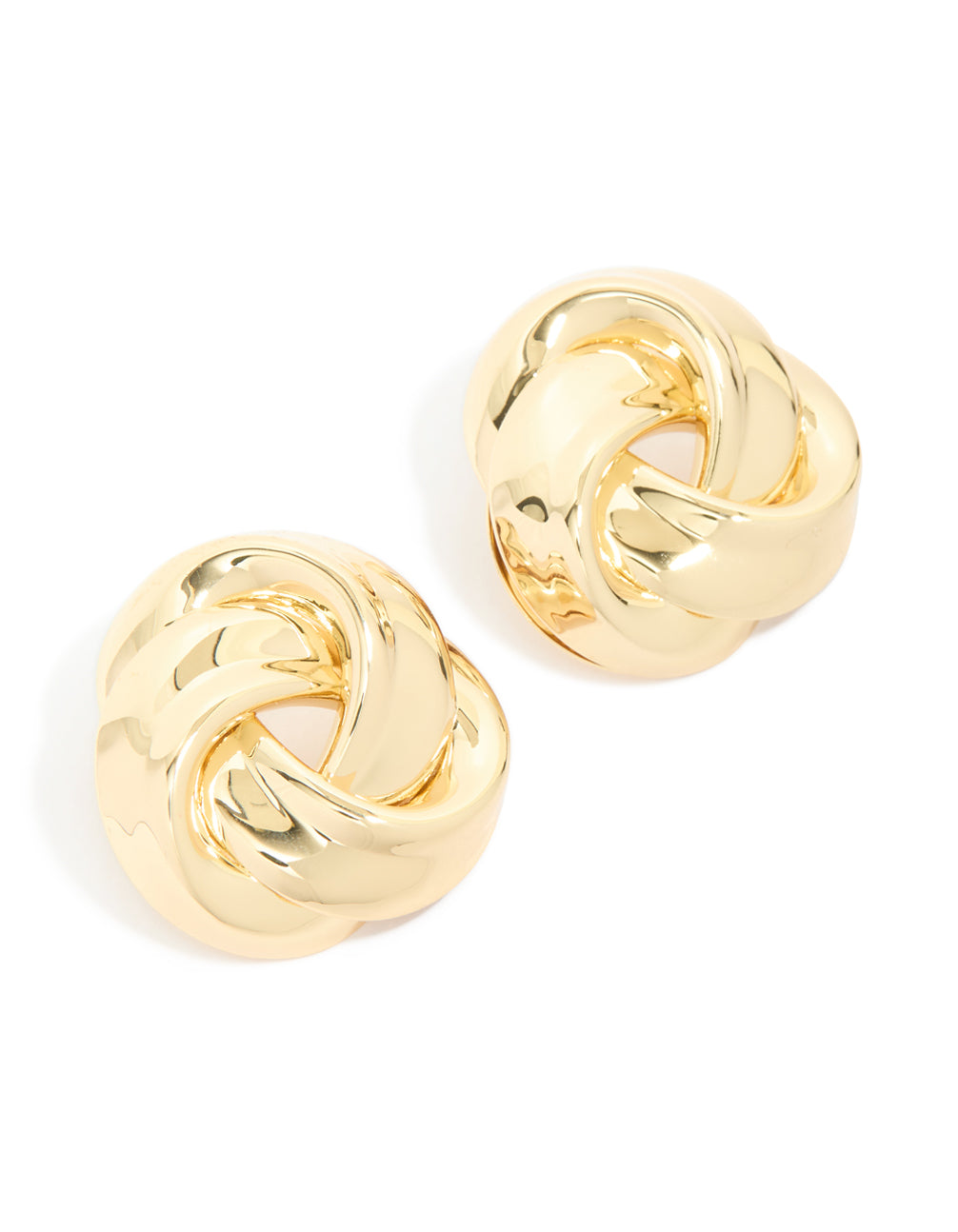 Gold Plated Large Woven Knot Stud Earrings