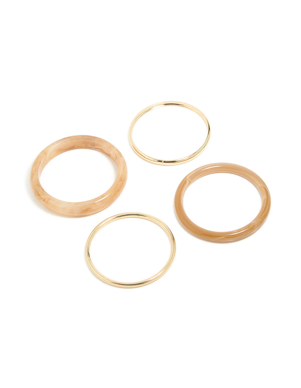 Gold & Brown Acrylic Bangles 4-Pack