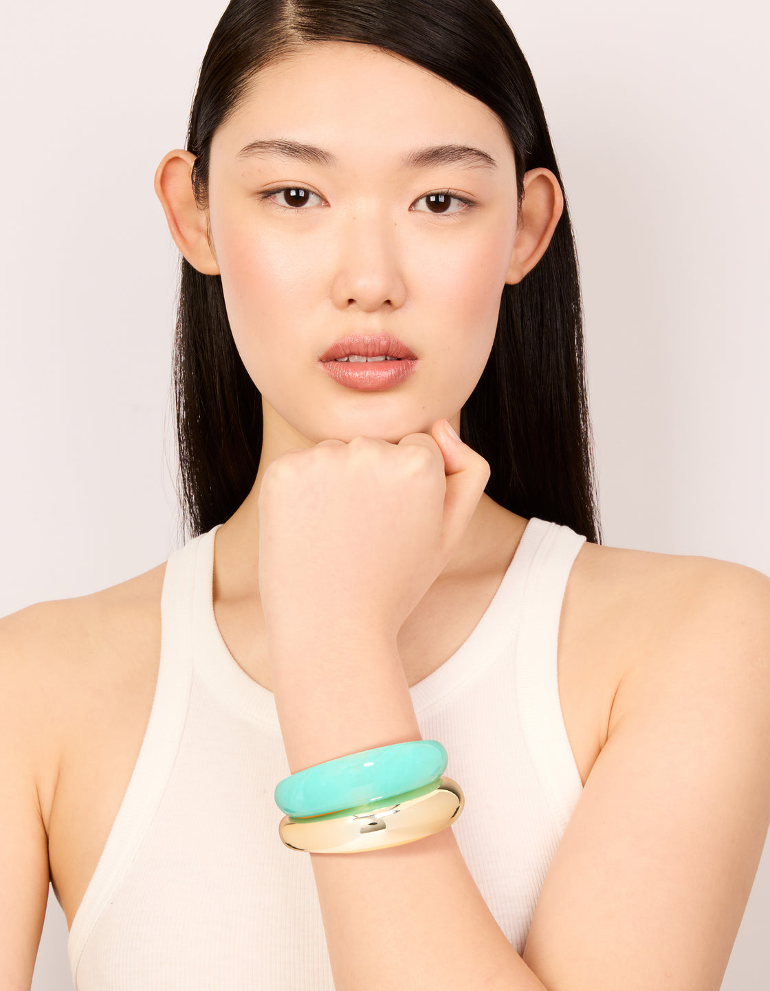 Blue Acrylic & Gold Wrist Cuffs 2-Pack