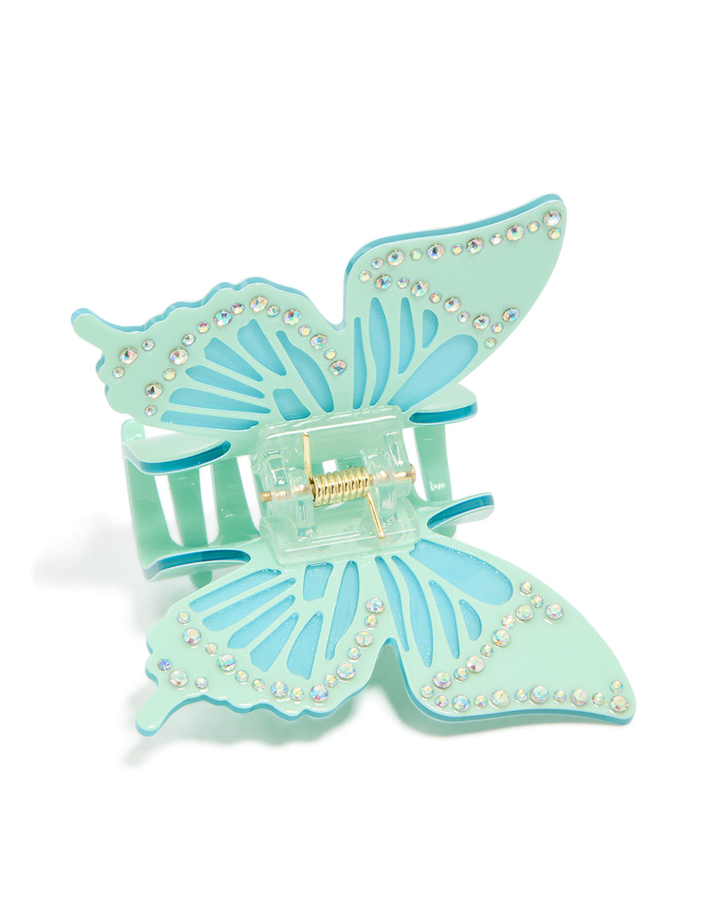 Teal Diamante Butterfly Claw Clip
