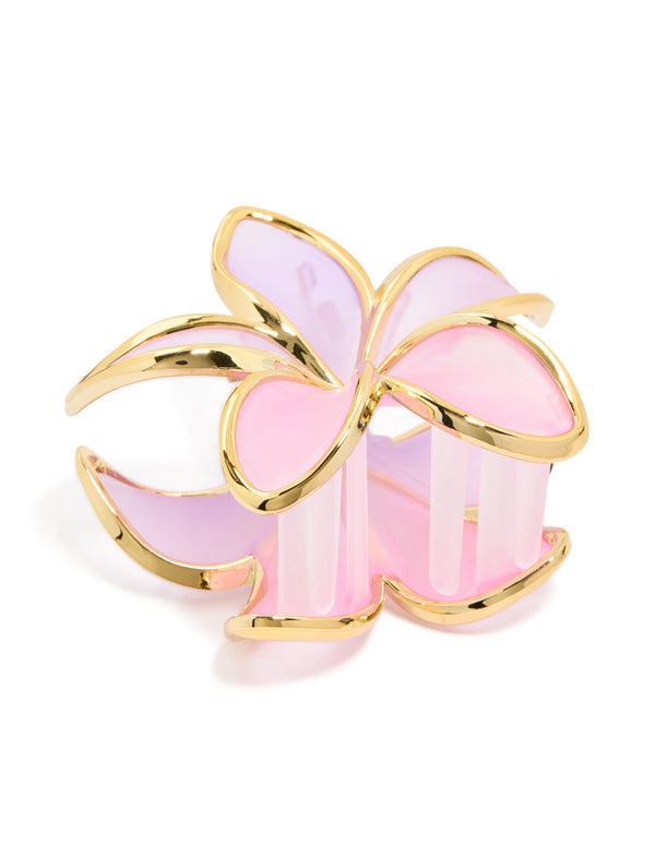 Pink & Purple Ombre Outline Frangipani Flower Claw Clip
