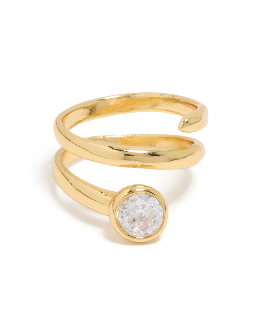 Featuring waterproof gold plated stainless steel with diamante swirl and clear accents close up view