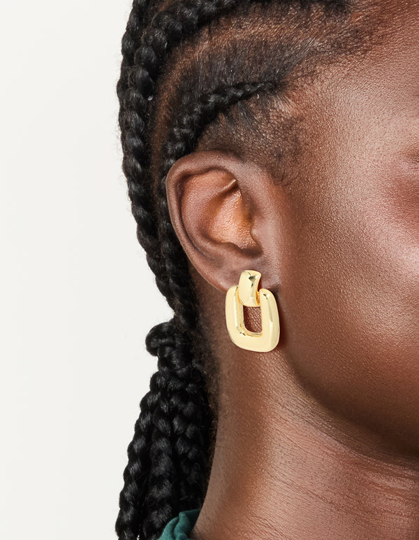 Gold Plated Brass Classic Doorknocker Earrings