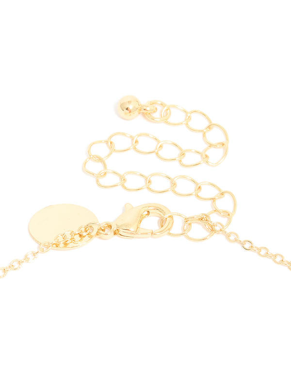 Charm heart gold plated cubic zirconia necklace _detail